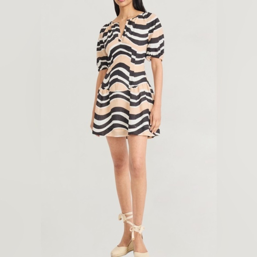 Striped Black and Tan Mini Dress Sz 6